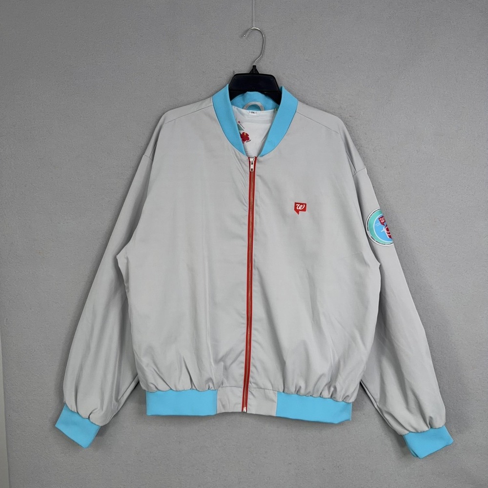Walgreens Jacket Mens 2XL Grey Blue Bomber Limited Edition Miriam Budet Jlo Arod